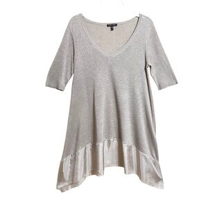 Eileen Fisher Womens Linen Silk Knit Tunic Top XS Gray Asymmetric Lagenlook